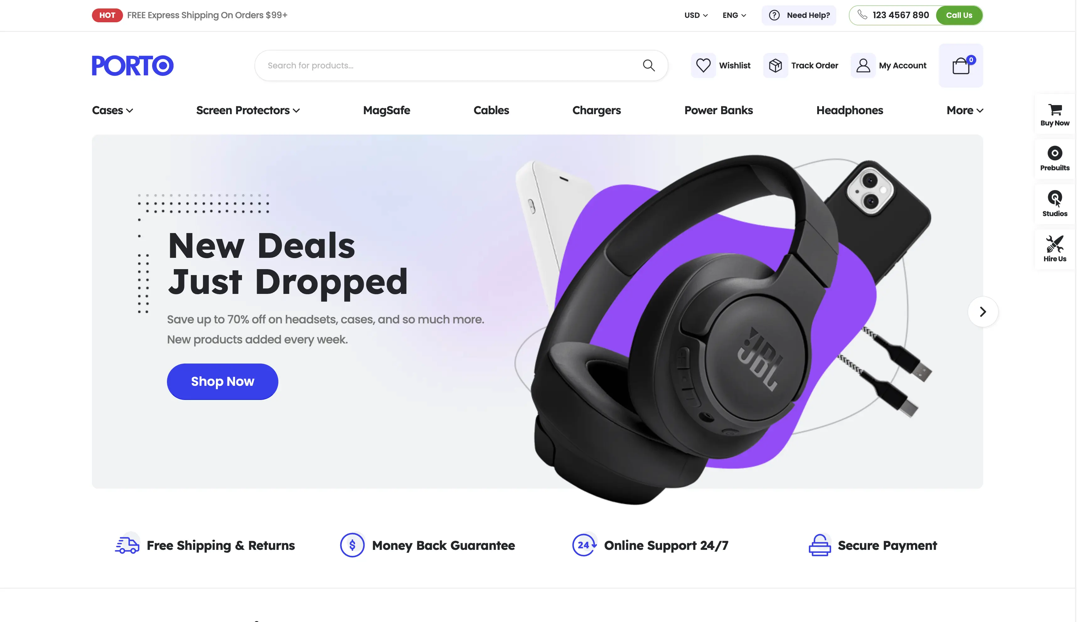 Electronics ecommerce website style