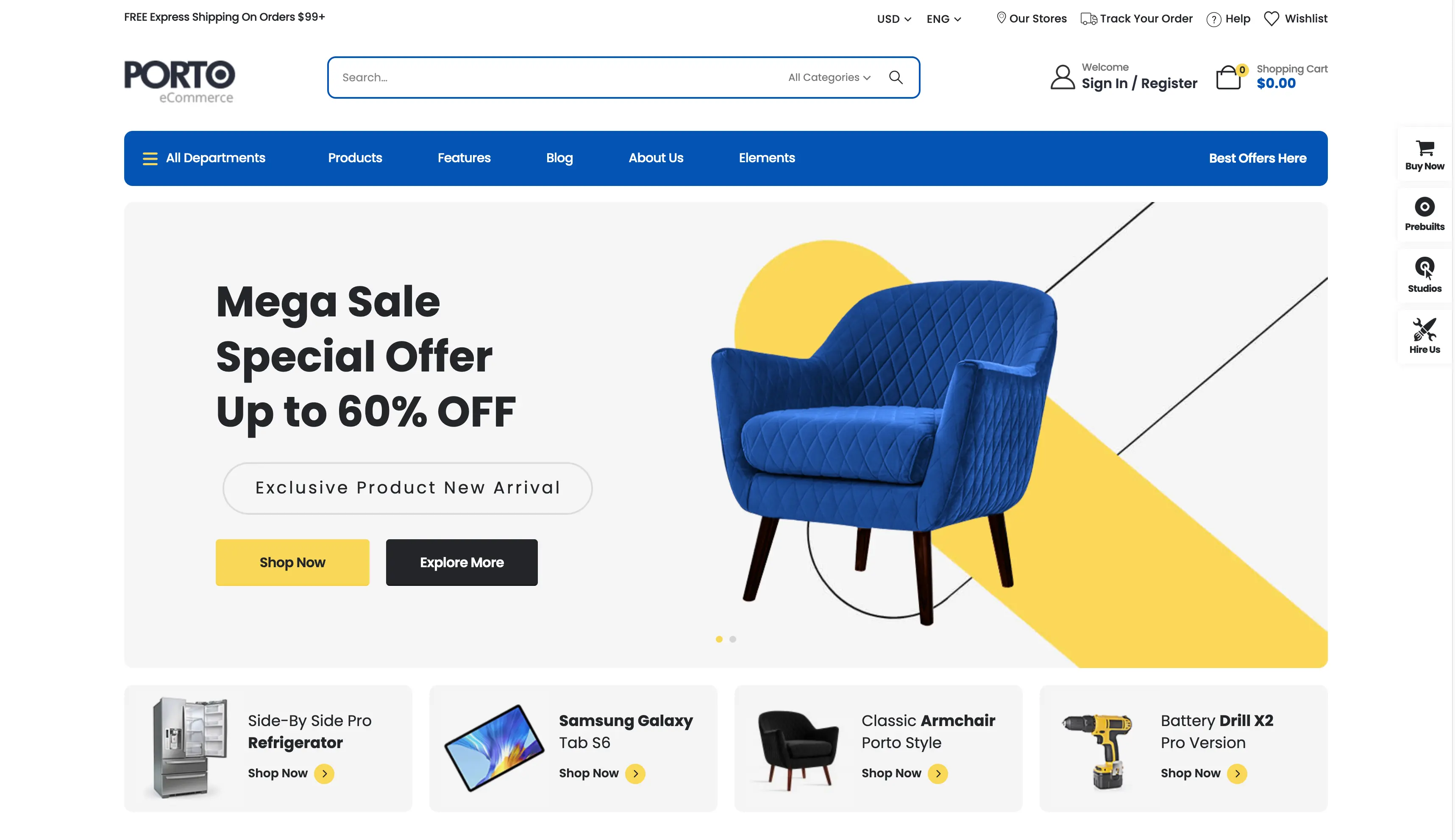 Furniture ecommerce website style
