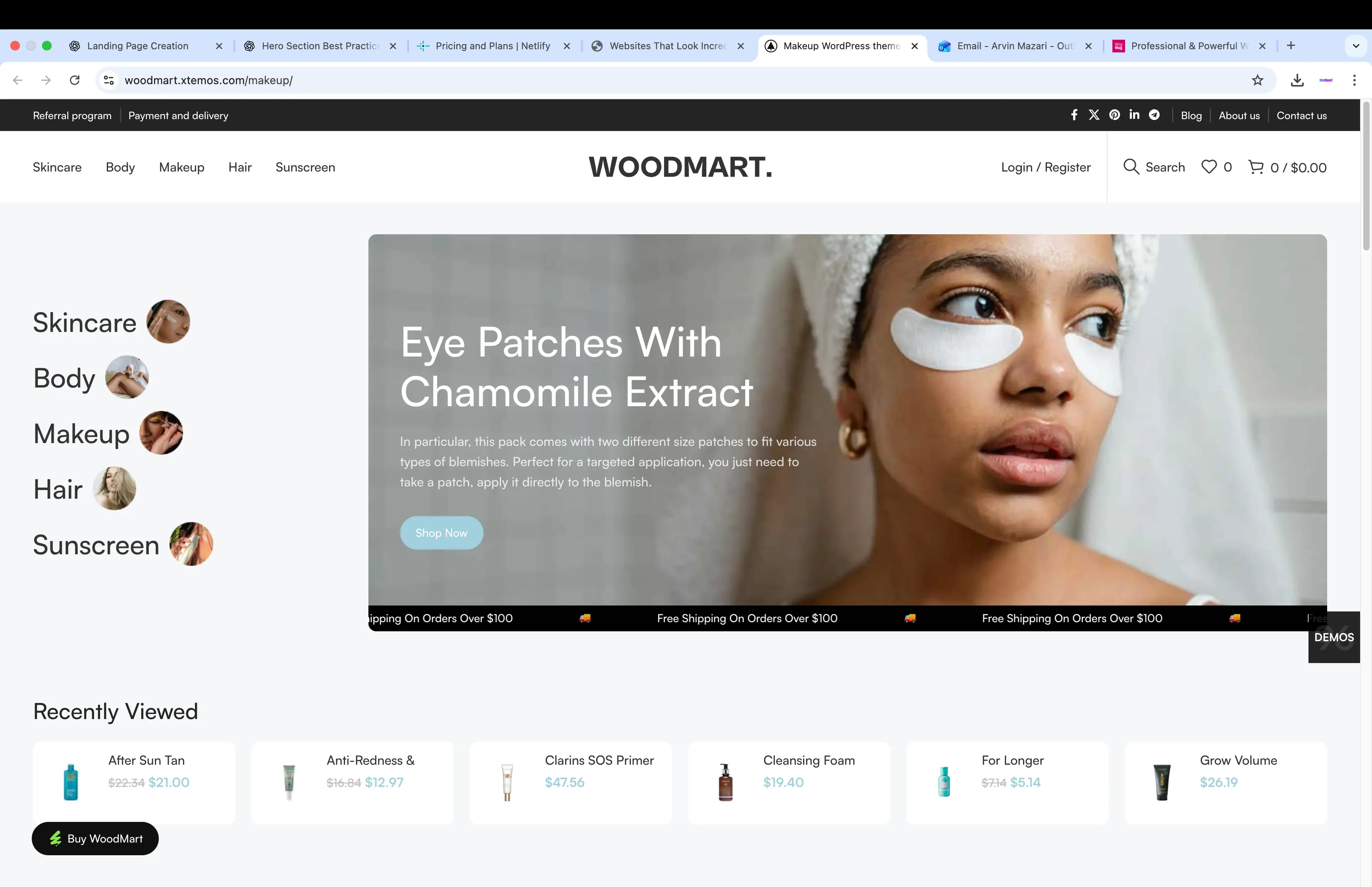 Makeup ecommerce website style