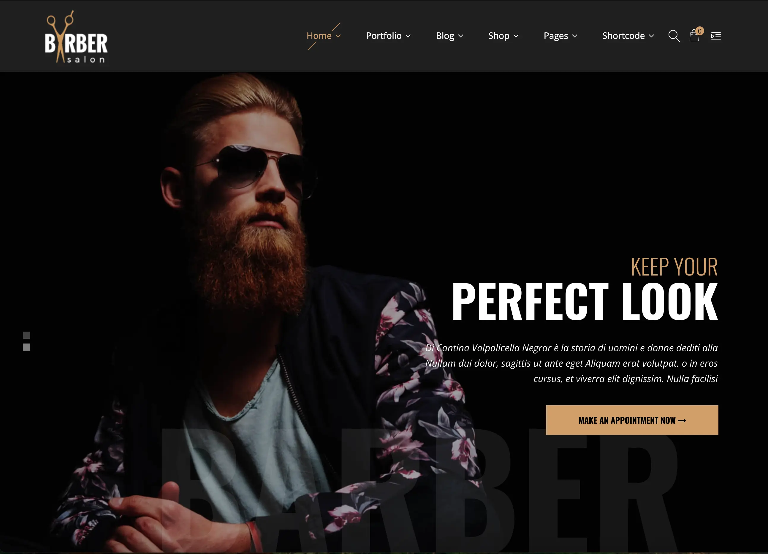 Barber and grooming website style